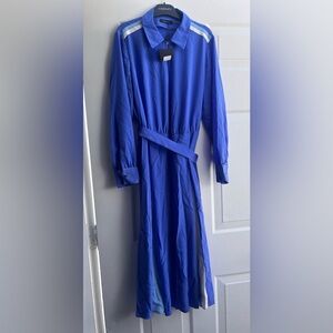 Vassa&Co Long Sleeve Midi Dress in Royal Blue